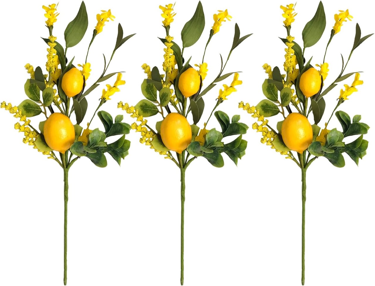 3PCS Artificial Lemon Decor 16" Fake Lemons Branch Summer Decor